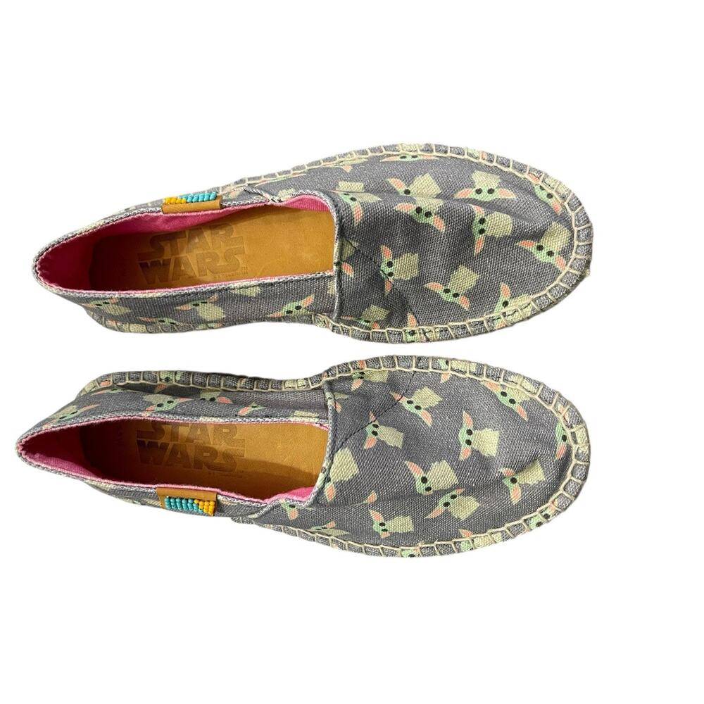Star Wars The Child Grogu Ubuntu Handmade Espadrilles Gray Canvas Shoes 6.5W